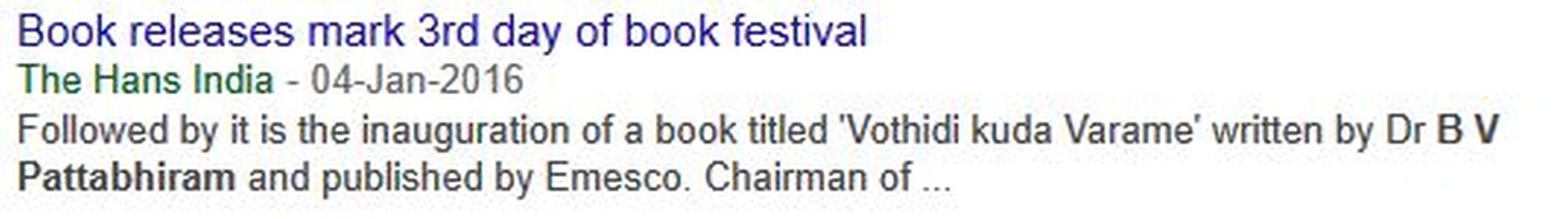 2016-01-04 - Book releases mark 3rd day of book festival - Hans India